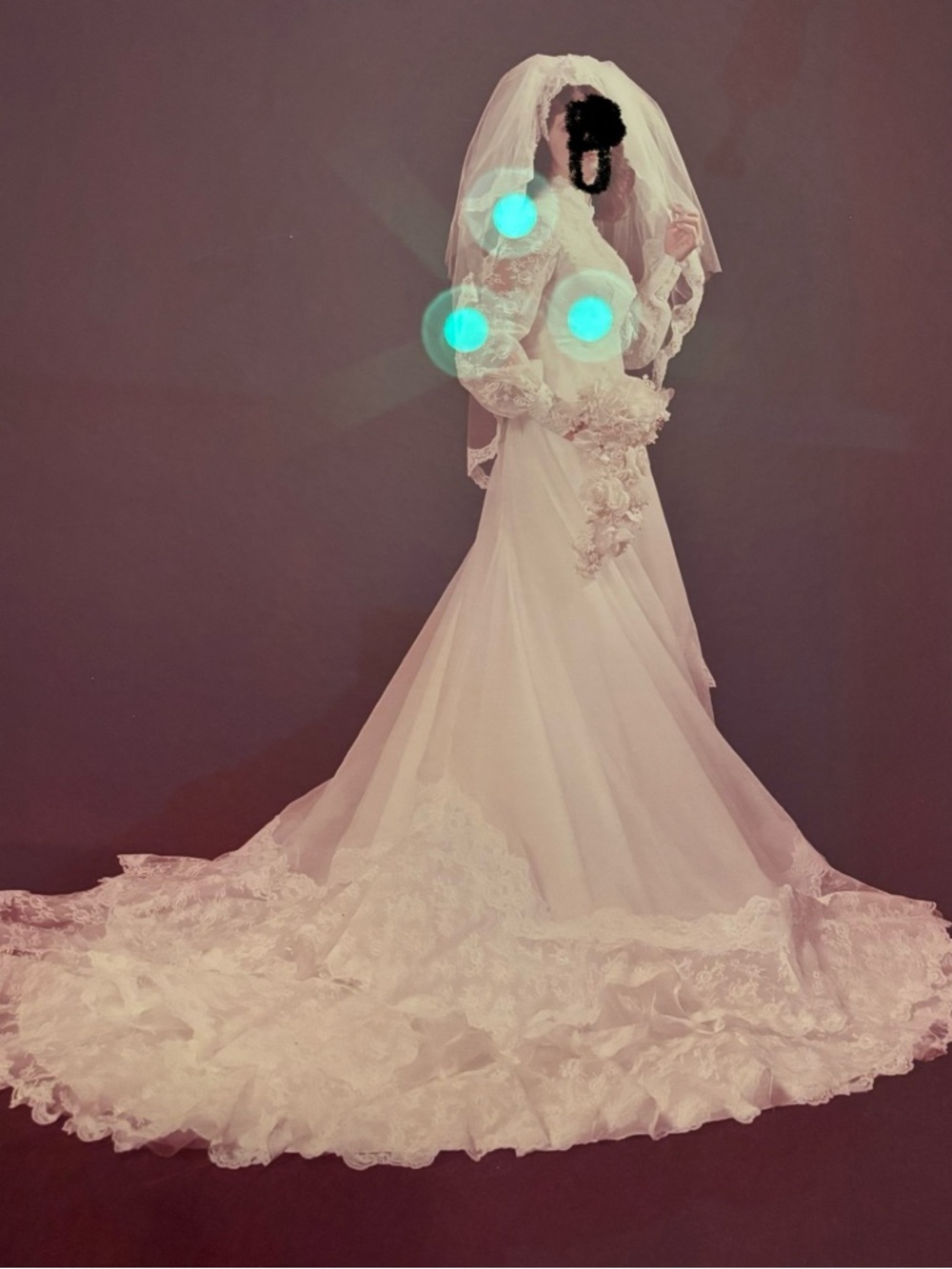 Elegant White Lace Wedding Gown with Long Train